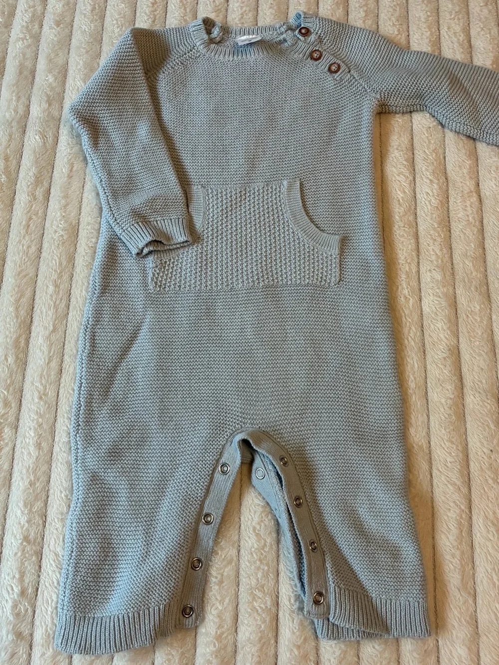 Primary Heathered Blue Henley Romper 6-12M | Soft One-Piece Outfit nwot